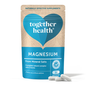 Together Health Natural Marine Magnesium - 30-Capsules pouch; cold water extracted from the salty waters of the Mediterranean Sea and contains all the different natural forms of Magnesium including oxide, hydroxide, sulphate, carbonate and chloride, assuring better assimilation in the body.