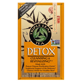 Triple Leaf Tea Detox Tea - 20-Tea Bags box; blended with 22 Chinese purification teas to help promote circulation, toxin elimination, liver cleanse and achieve clear, radiant skin