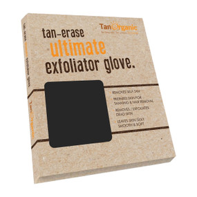 TanOrganic TanErase Ultimate Exfoliator Mitt - 1-Pack box; buffs away dead cells to help prolong your tan.