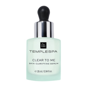 TEMPLESPA CLEAR TO ME Skin Clarifying Serum 28ml glass bottle; prevents breakouts, targets blemishes, redness, unclogs blocked pores and reduces the appearance of open pores.