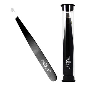 Tweezy Precision Tweezers - front image; also comes with a slanted tip for those that want to achieve high definition brows at home.