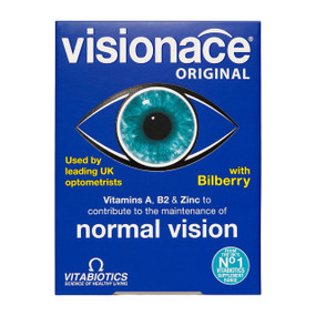 VitaBiotics Visionace Original - 30-Tablets box; Trusted by UK optometrists, Visionace Original is an eye supplement o support normal vision and overall eye health.