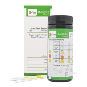 SC Nutra Urine Test Strips - 50-Strips in a white & green carton box; black plastic tub with white and green label.