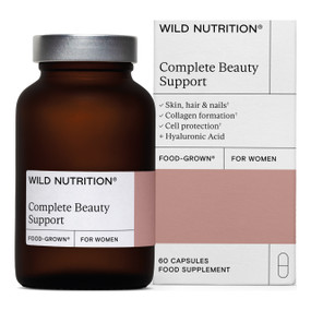 Wild Nutrition Food-Grown® Complete Beauty Support - 60-Capsules brown glass jar with silver top;