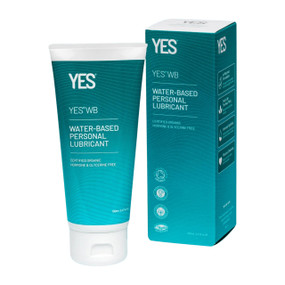 The Yes Yes Company Yes WB Water Based Personal Lubricant - 100-ml plastic tube with white cap & blue carton box; pH matched to the vagina and free of glycerine, glycols and hormones to support your intimate health.