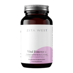 Zita West Vital Essence 2 - 90-Capsules bottle; a premium pregnancy multivitamin supplement with the optimal vitamins required for the second trimester ( 13-28 weeks ).