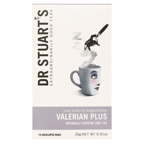 Dr Stuart's Teas Valerian Plus Tea -  15-Tea Bags box; based on a traditional and homely Victorian recipe to aid sleep.
