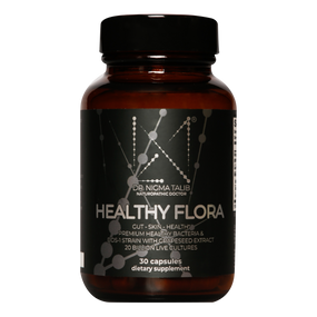 Dr Nigma Healthy Flora - 30-Capsules glass amber bottle; contains a special blend of bifidobacteria and grape seed extract for optimal inside-out health