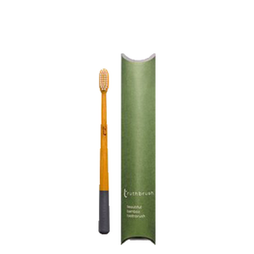 The Truthbrush - Storm Grey - Soft Bristles - Green outer carton and truthbrush