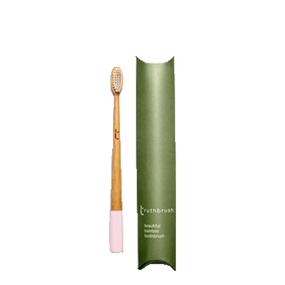 The Truthbrush - Petal Pink with Medium Bristles - 1-Brush, green cardboard carton, biodegradable
